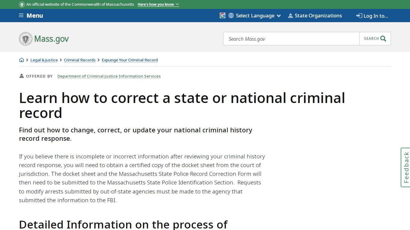 Learn how to correct a state or national criminal record